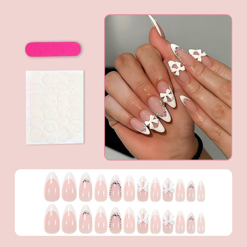 Artificial nail set with romantic bows and glamorous decorations Kalsten