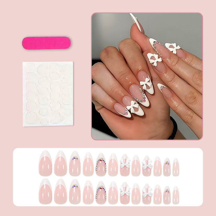 Artificial nail set with romantic bows and glamorous decorations Kalsten