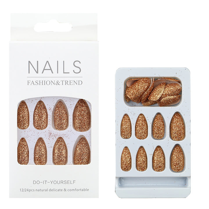Glittering Almond-Shaped Press-On Nail Tips Kalsten