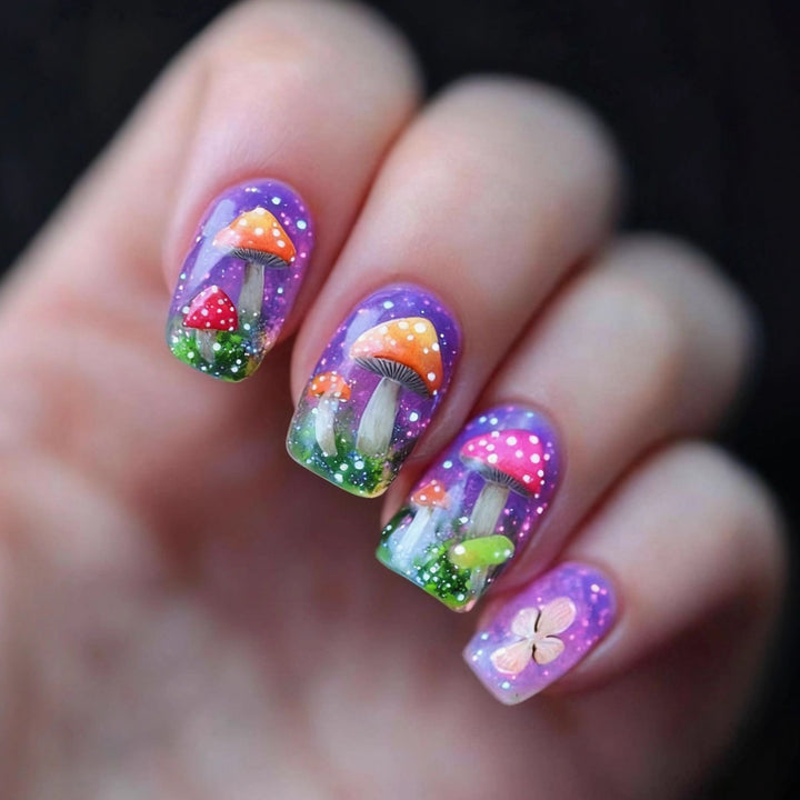 Artificial Nails in Playful Mushroom Design Kalsten