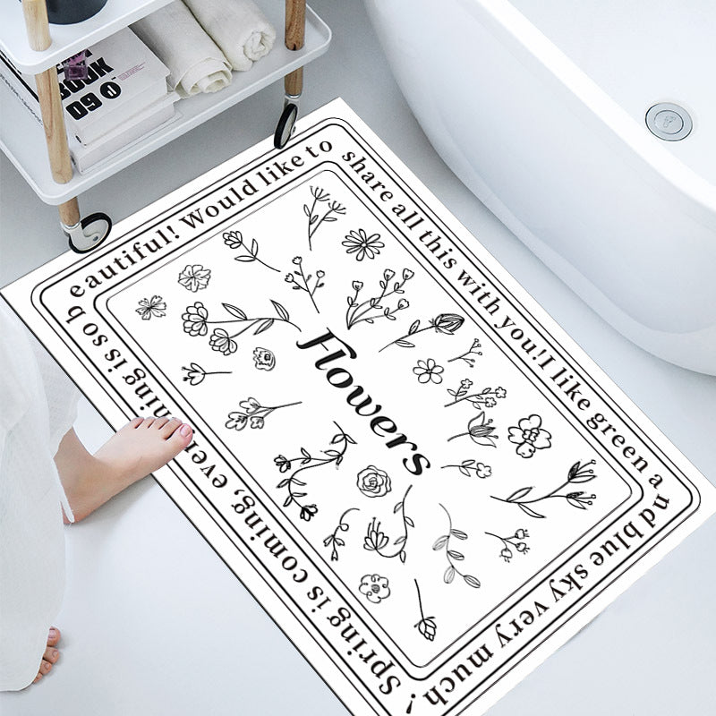 Floral-Themed Bathroom Mat