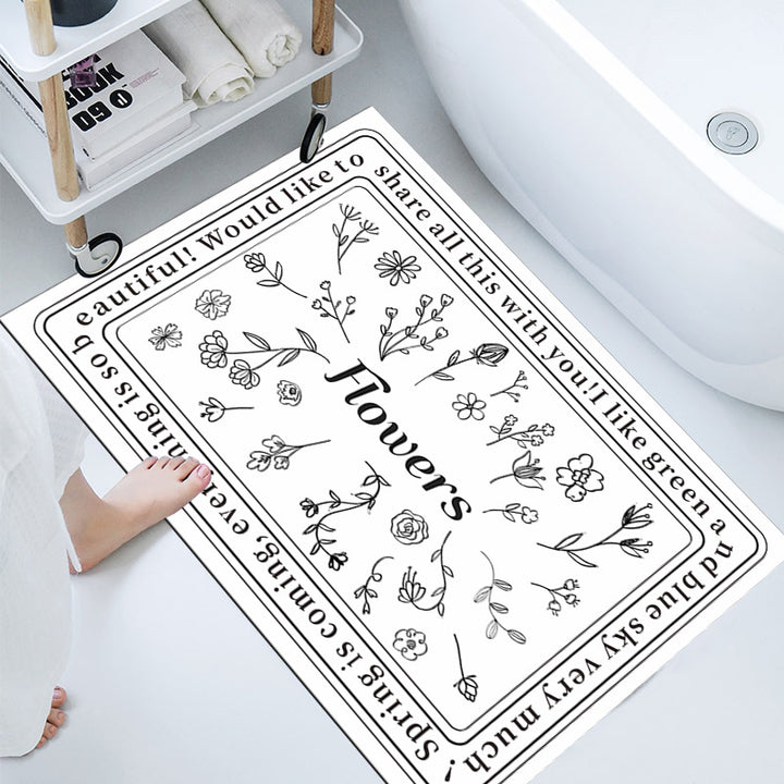 Floral-Themed Bathroom Mat