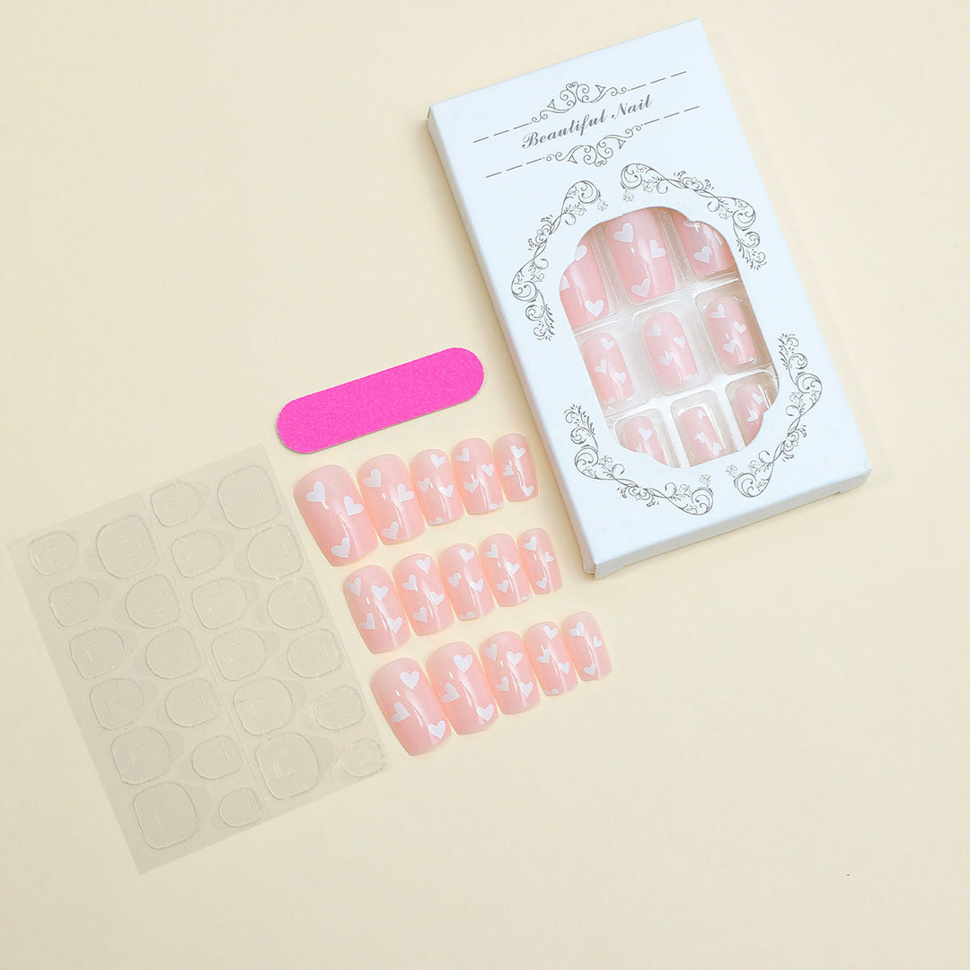 Heart-Themed Full Cover Press-On Nails Kalsten