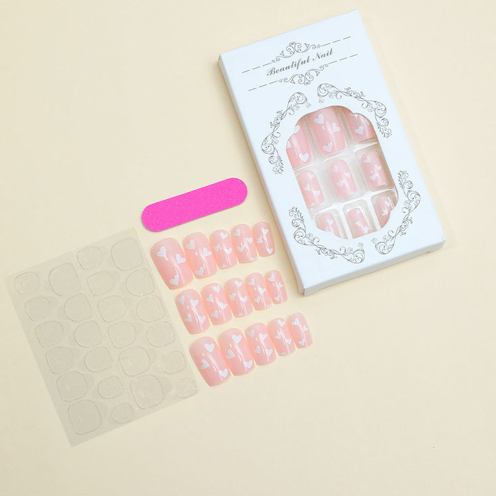 Heart-Themed Full Cover Press-On Nails Kalsten