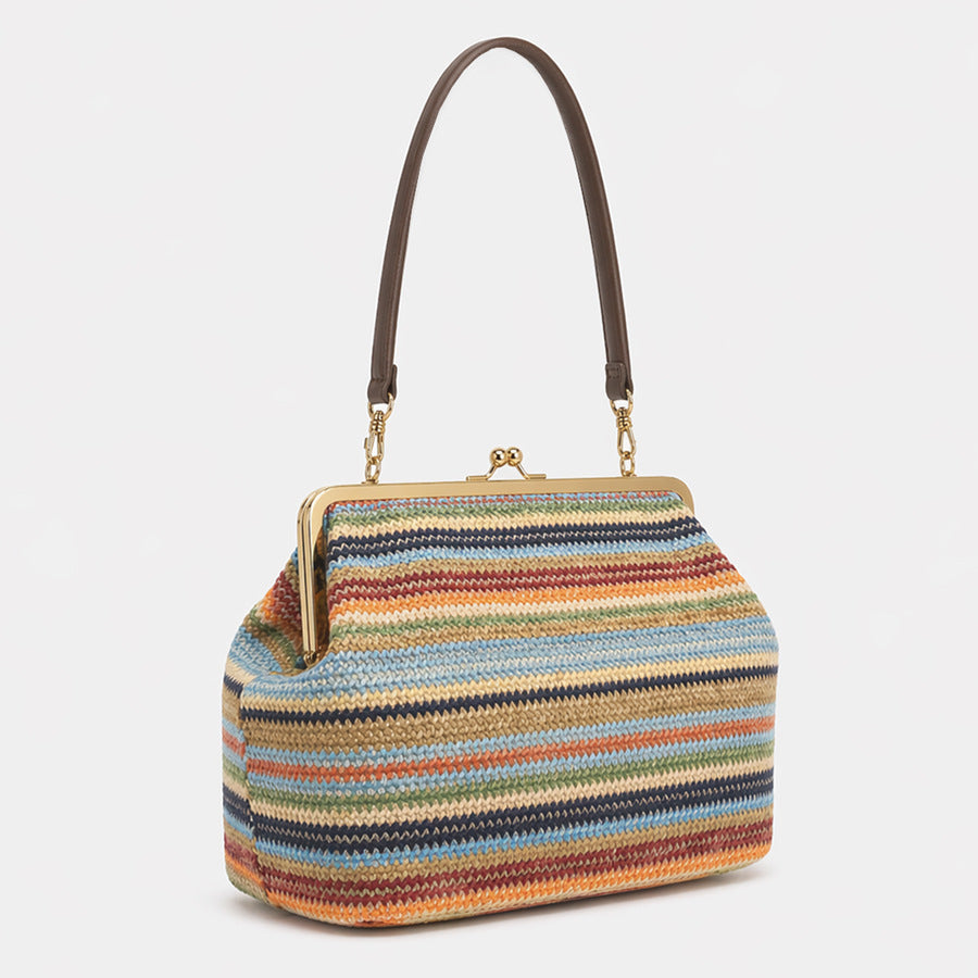 Handcrafted Multi-Stripe Knitted Shoulder Bag