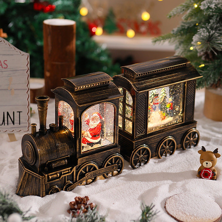 Nostalgic Christmas Train Lantern with Moving Santa Kalsten