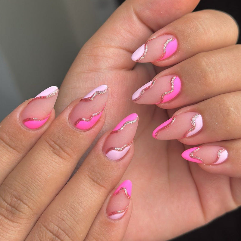 Elegant Stiletto Press-On Nail Art with Rhinestone Accents Kalsten