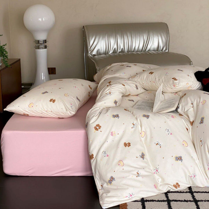 Cotton jersey bedding set with cute dog motif and fine cotton touch