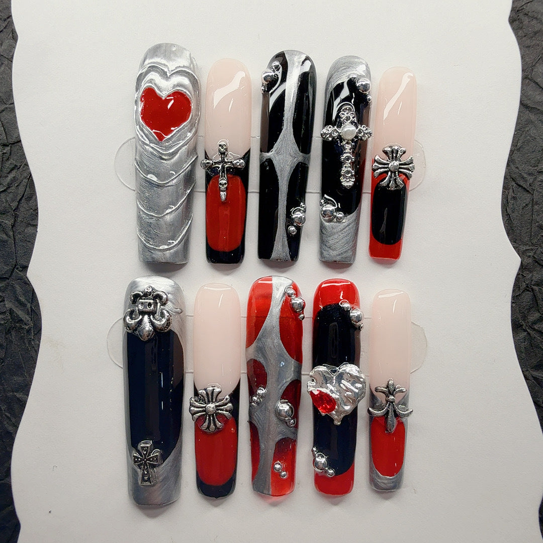Gothic-Inspired 3D Decorative Press-On Nail Set
