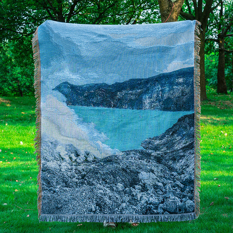 Landscape-Themed Woven Throw Blanket