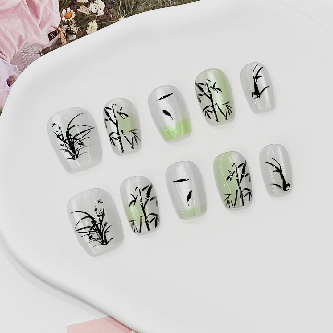 Artificial Nail Tips with Bamboo Design Kalsten
