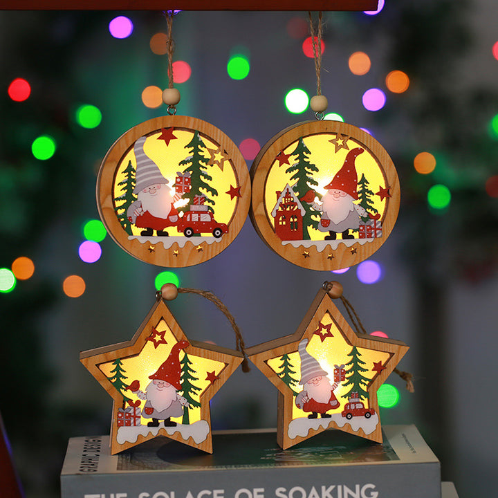Decorative wooden star with Christmas motif Kalsten