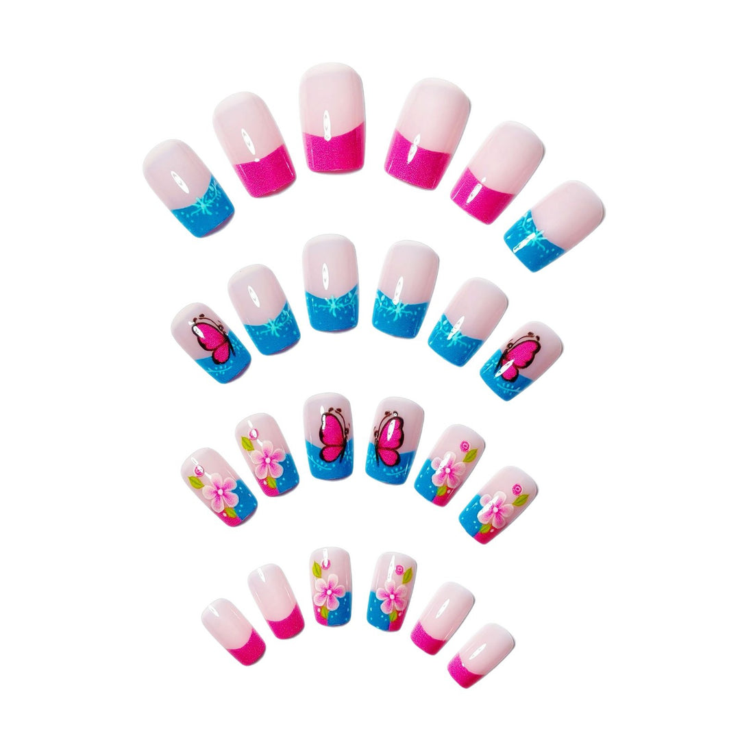 Artificial nails with creative flower and butterfly design Kalsten