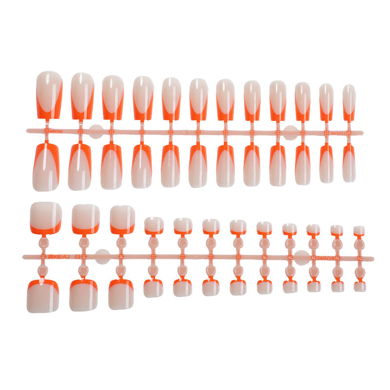 Decorative Press-On Nail Set with Geometric Design kalsten
