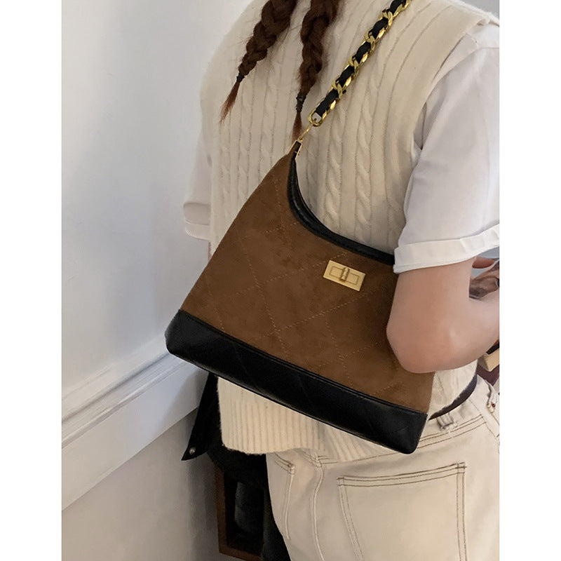Quilted Suede Hobo Handbag Kalsten