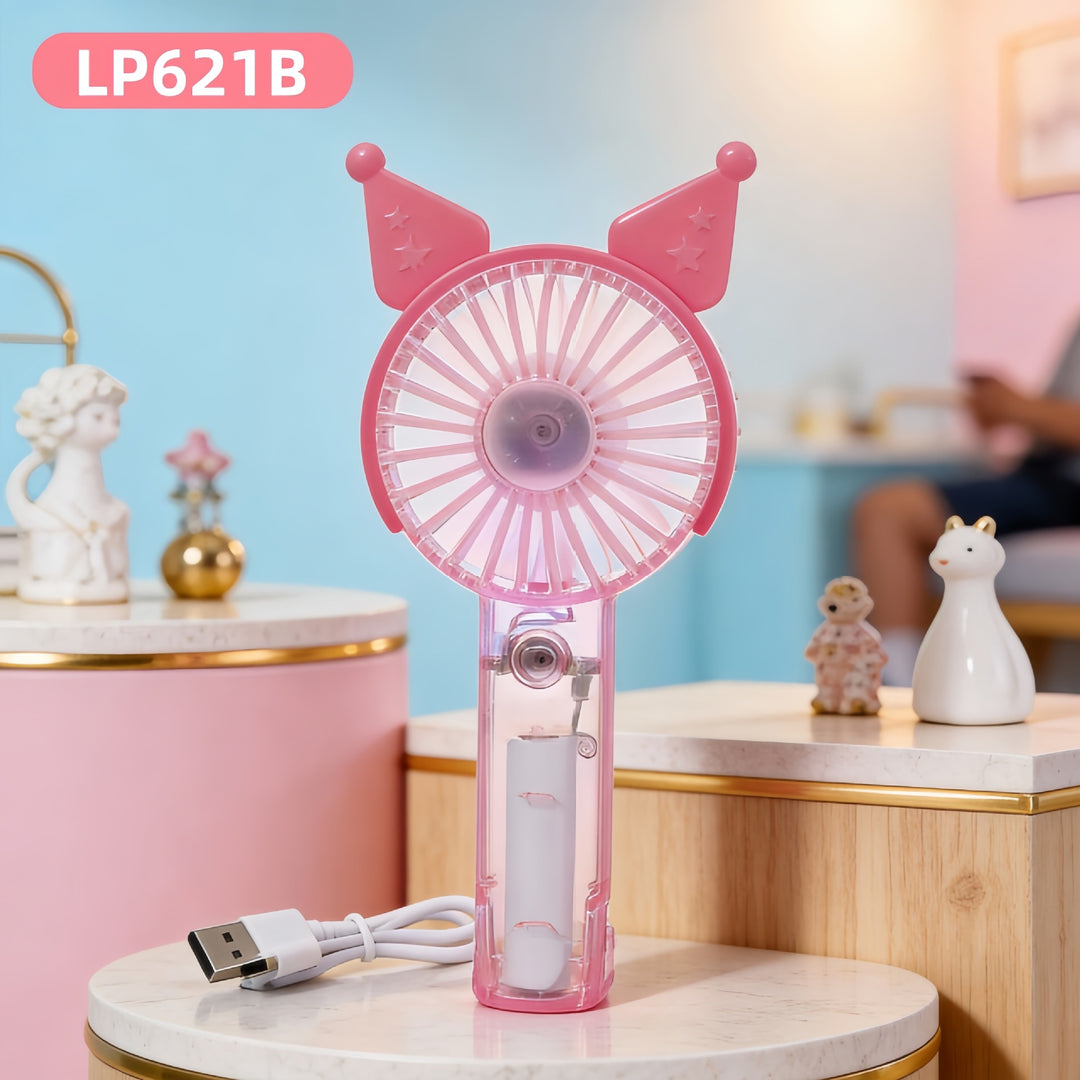 Unisex nan USB rechargeable mini hand fan with cute ear attachments, foldable stand, and quiet motor Kalsten