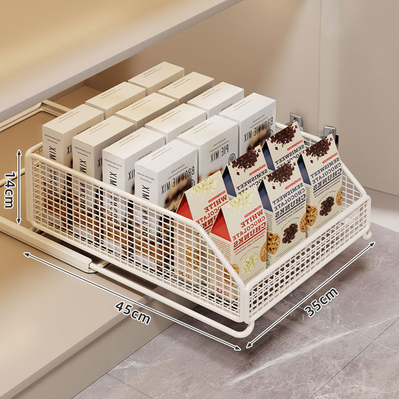Slide-Out Mesh Pantry Drawer with Soft-Close Rails and Ventilated Sides
