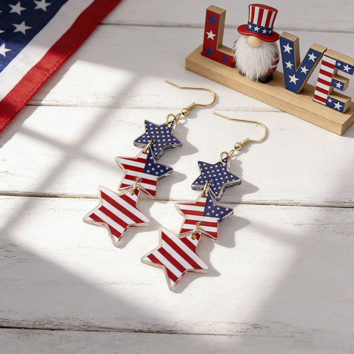 Women's eye-catching statement earrings made of acrylic with patriotic bow pendant Kalsten
