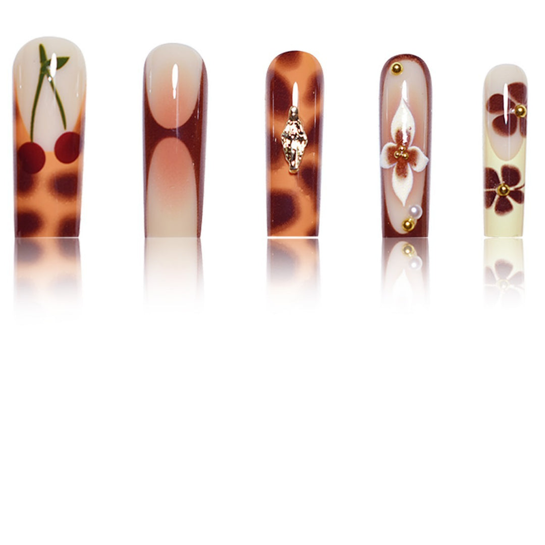 Artistic Floral Long-Lasting Press-On Nail Extensions Kalsten