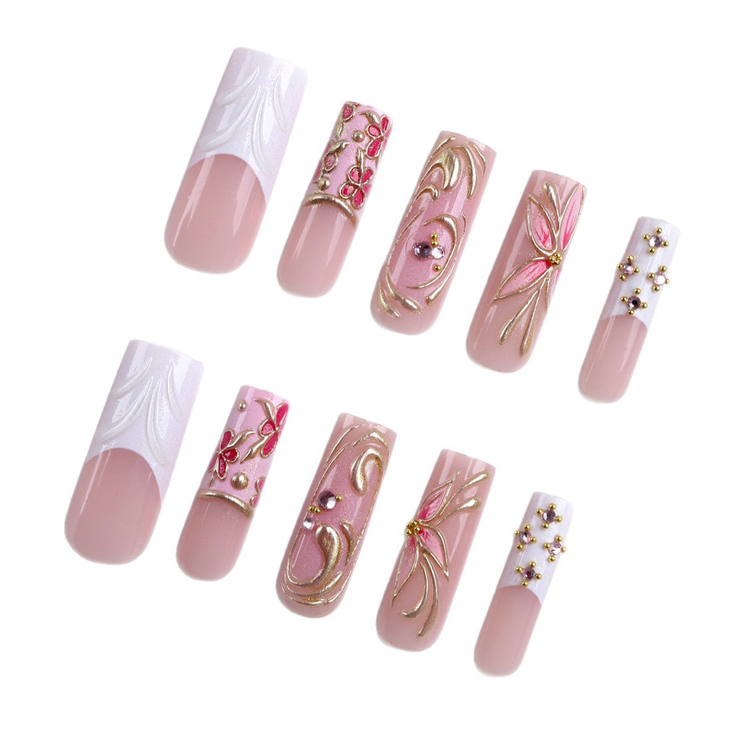Premium Artificial Nails with Floral Decorations Kalsten