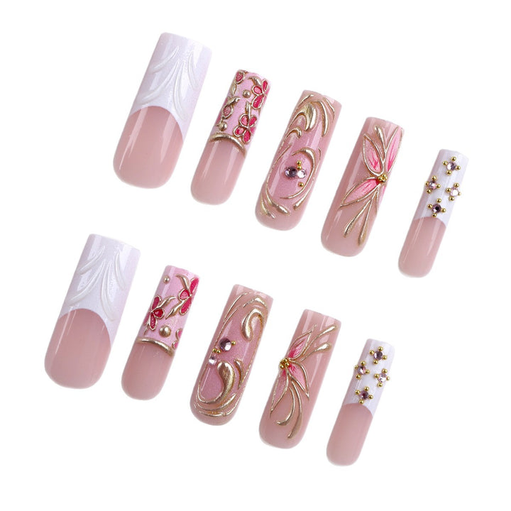 Premium Artificial Nails with Floral Decorations Kalsten