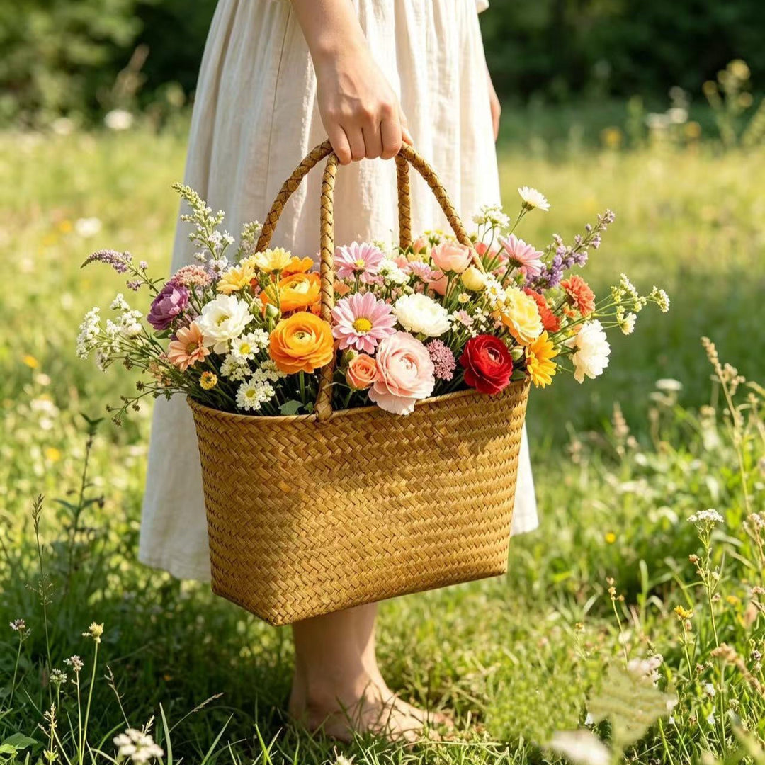 Woven Straw Shopping Basket Kalsten