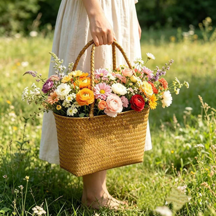 Woven Straw Shopping Basket Kalsten