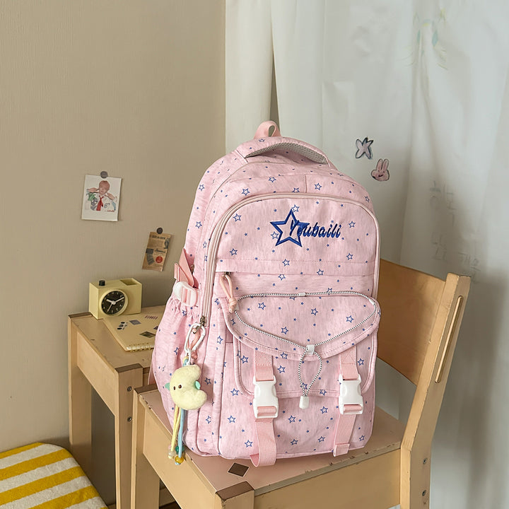 Star-Embellished Casual School Backpack Kalsten