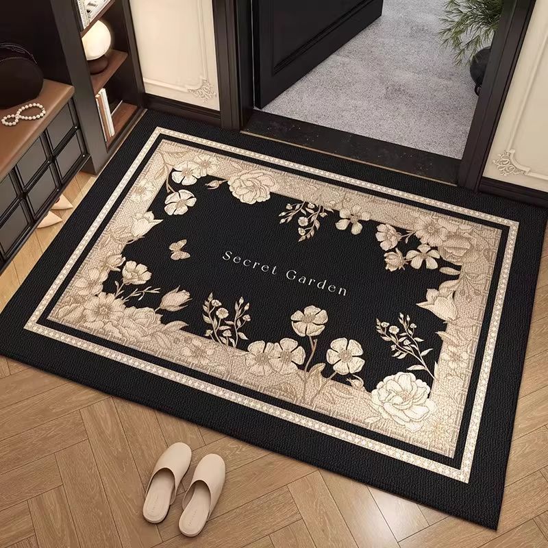 Welcome Mat with Decorative Geometric Border