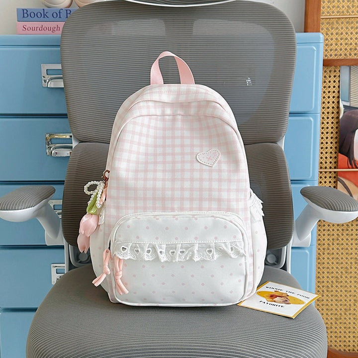 Stylish Gingham Patterned Backpack Kalsten