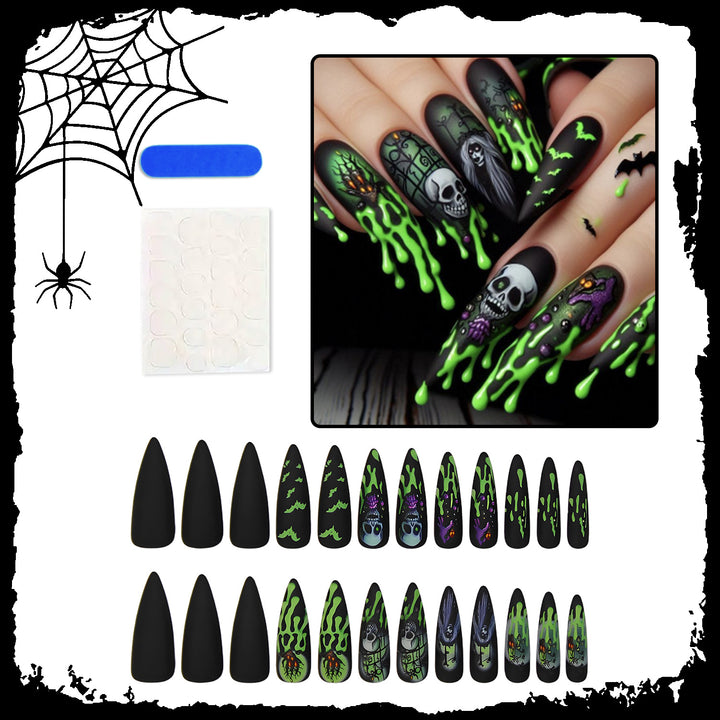 Artificial Halloween art nails with creative ghost and spider designs Kalsten