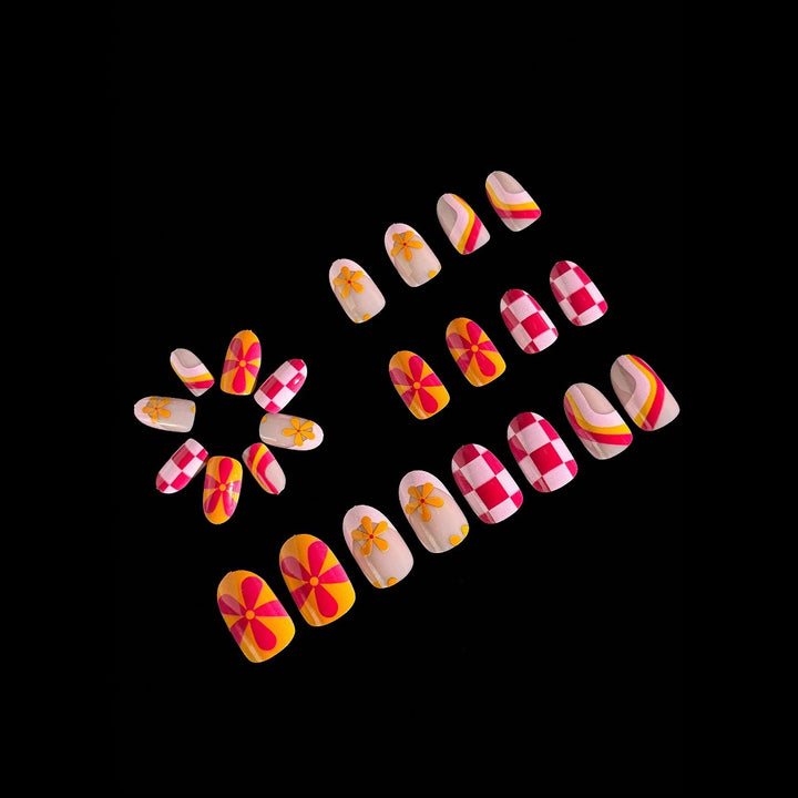 Creative Art Nail Set with Vibrant Patterns Kalsten