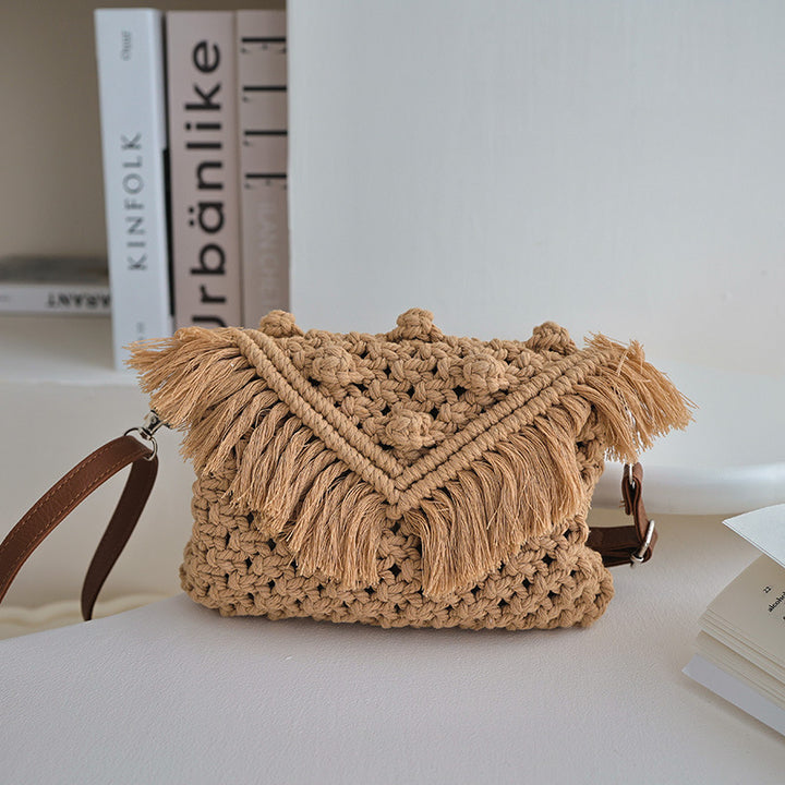 Handmade Fashion Crossbody Bag with Fringes and Decorative Accents Kalsten
