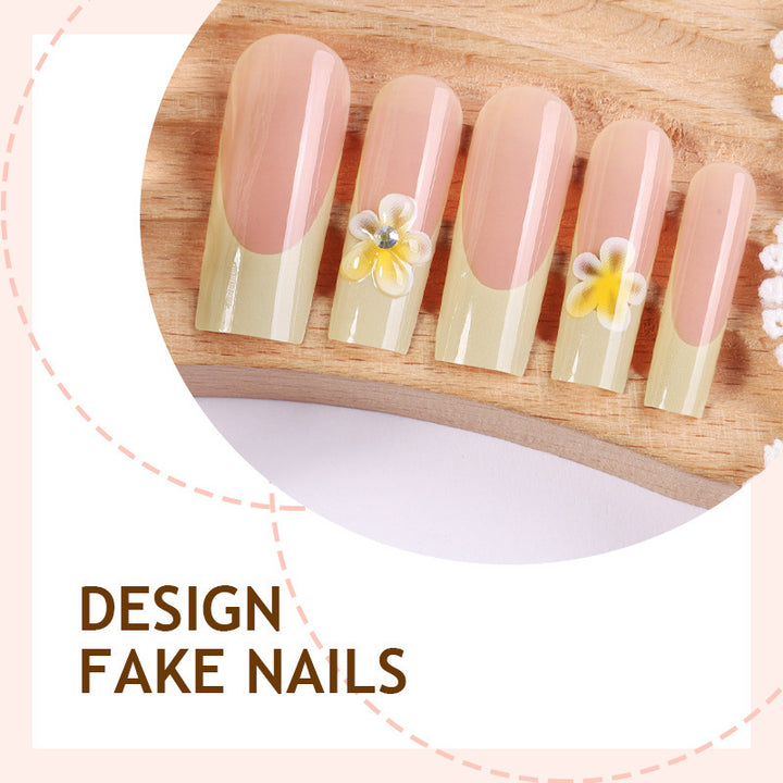 Acrylic nail set with elegant flower designs Kalsten