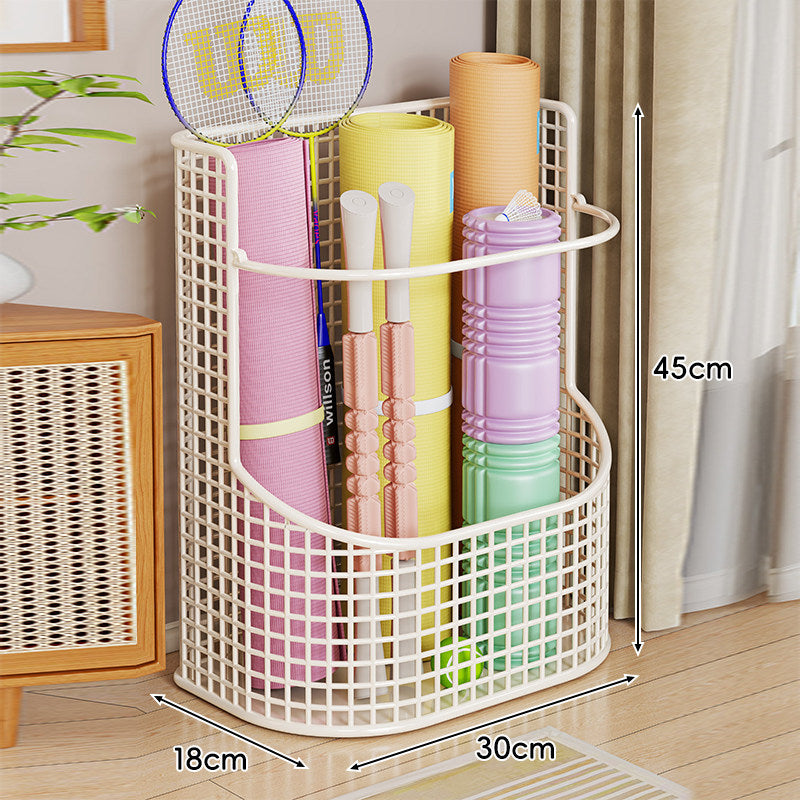 Vertical Mesh Sports Equipment and Yoga Mat Organizer Basket