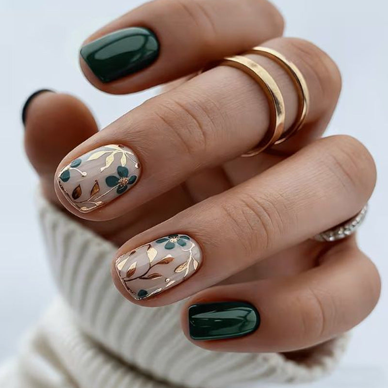 Elegant Floral Art Gel Nail Enhancements Kalsten