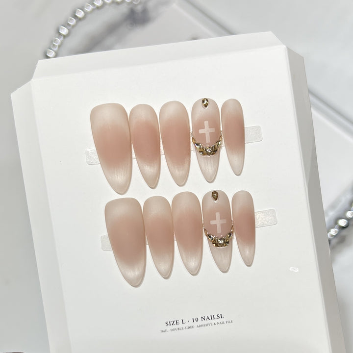 Elegant Stiletto Press-On Nail Art Set with Crystal Accents Kalsten
