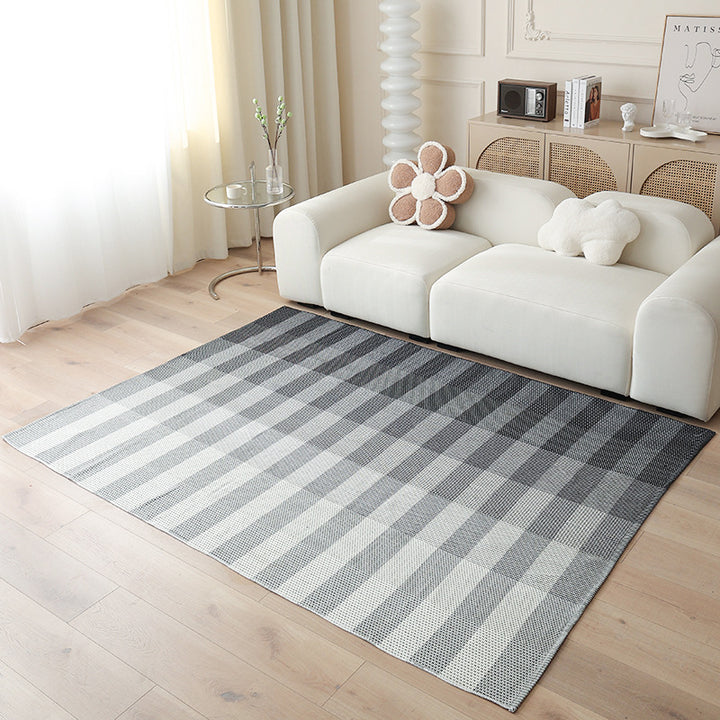 Woven living area rug with large check pattern and flat cotton texture Kalsten