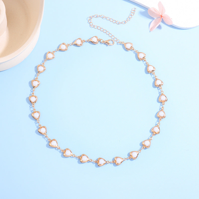 Heart-Shaped Gemstone Choker Necklace Kalsten