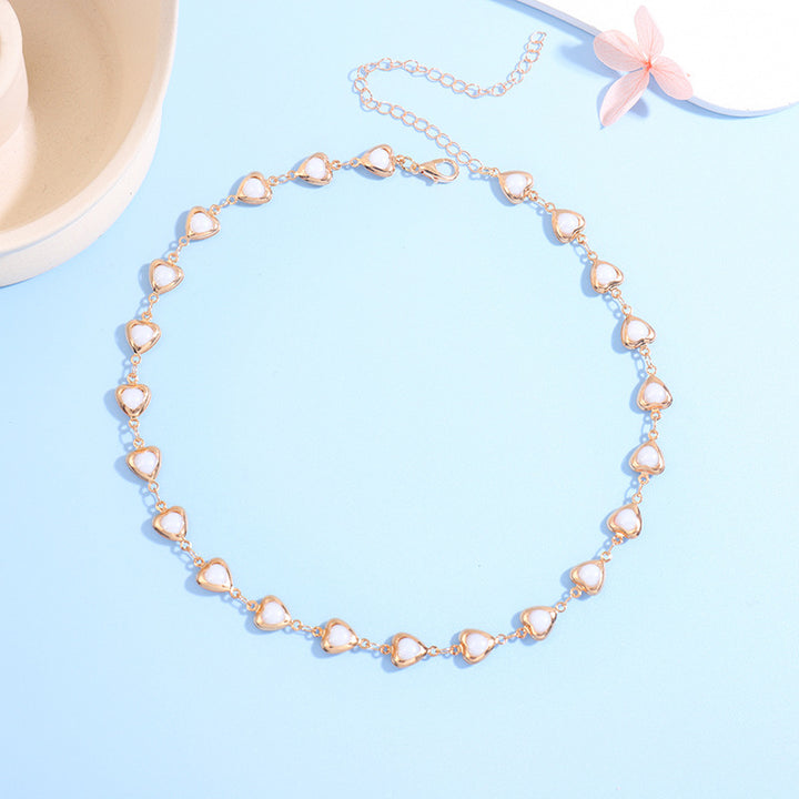 Heart-Shaped Gemstone Choker Necklace Kalsten
