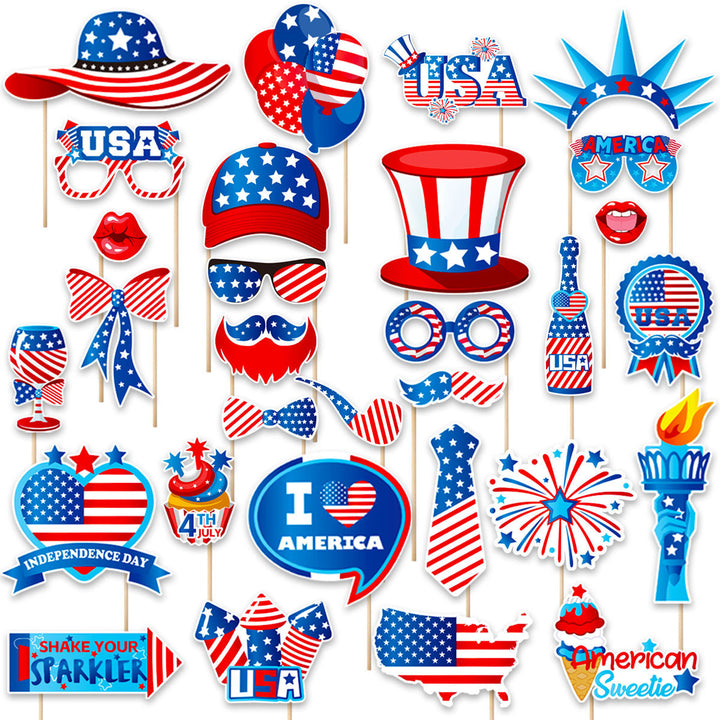 Unisex nan Photo booth props set with wooden sticks and self-adhesive pads Kalsten