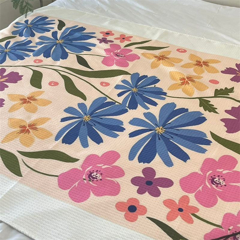 Floral Patterned Quilted Throw Blanket