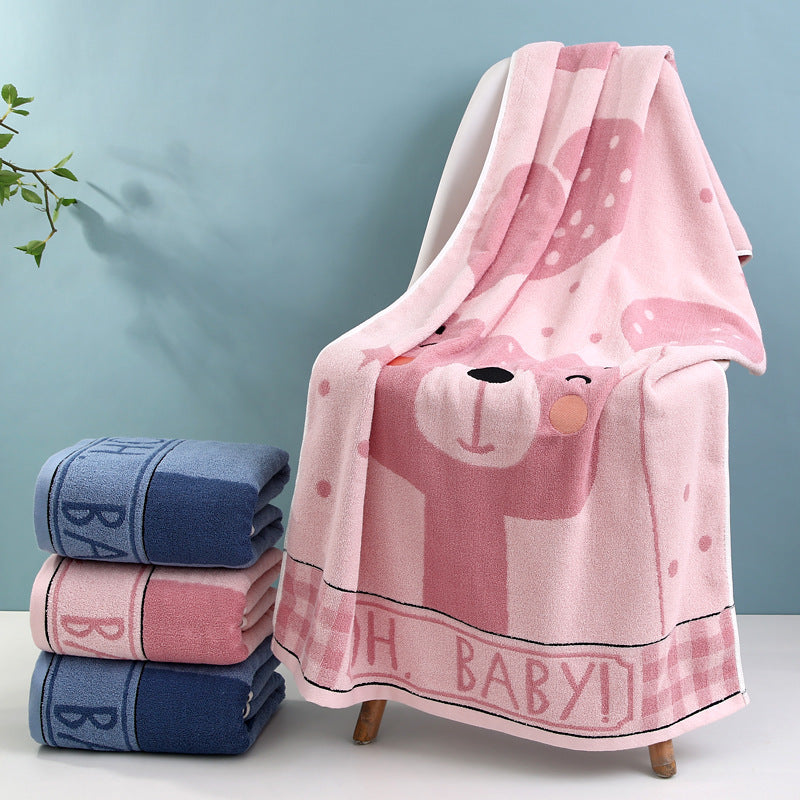 Cozy Terry Bath Towel With Cute Bear Motif Kalsten