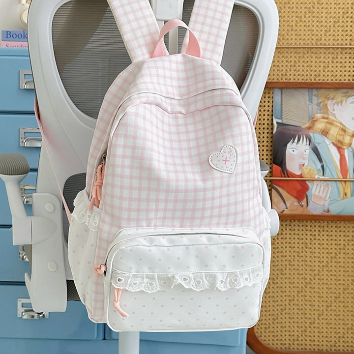 Stylish Gingham Patterned Backpack Kalsten