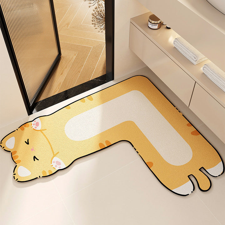 Cartoon-Themed Pet Design Bath Mat