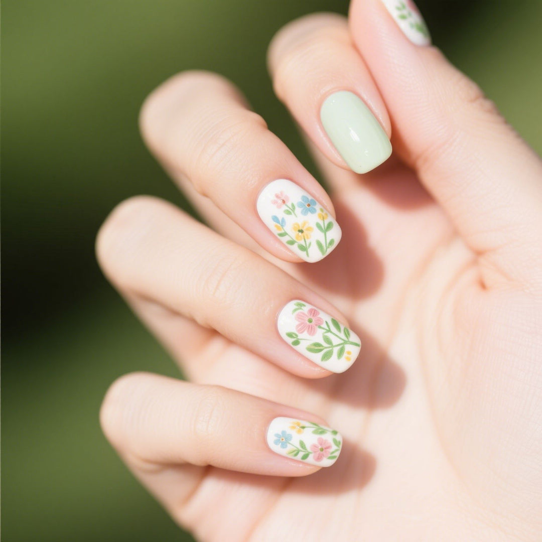 Floral French Tip Acrylic Nail Enhancements Kalsten