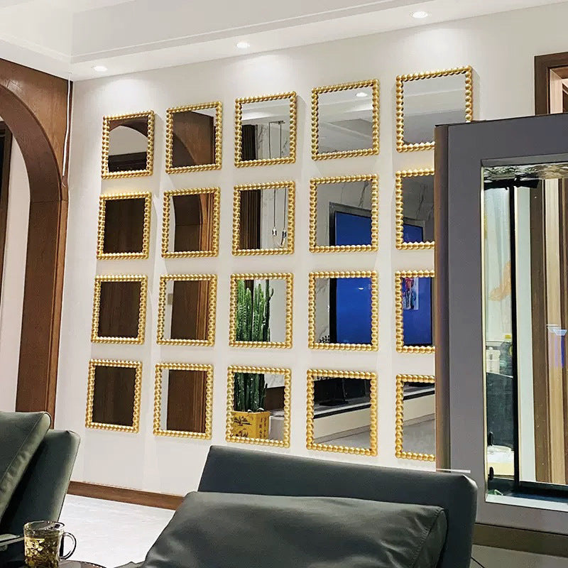 Decorative Square Wall Mirror with Beaded Frame Kalsten