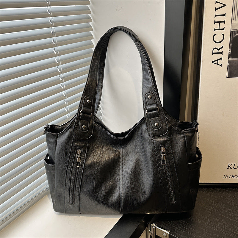 Functional Leather Shoulder Bag