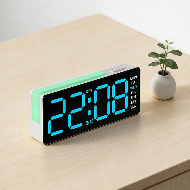 Digital LED Alarm Clock with Integrated Temperature and Day of Week Display Kalsten