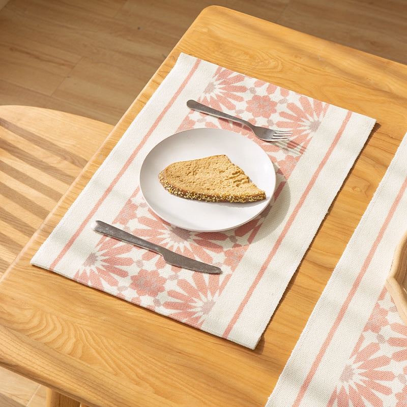 Woven placemat made of cotton blend with geometric diamond trim and fine texture Kalsten